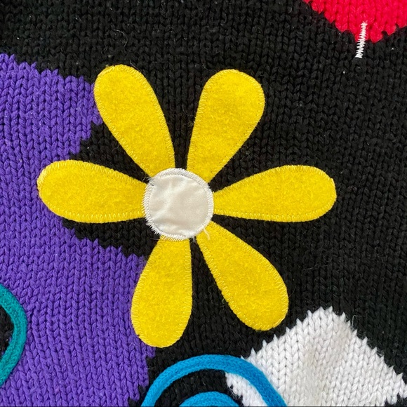 Vintage 80s Bold Funky Embellished Sweater - Picture 4 of 9
